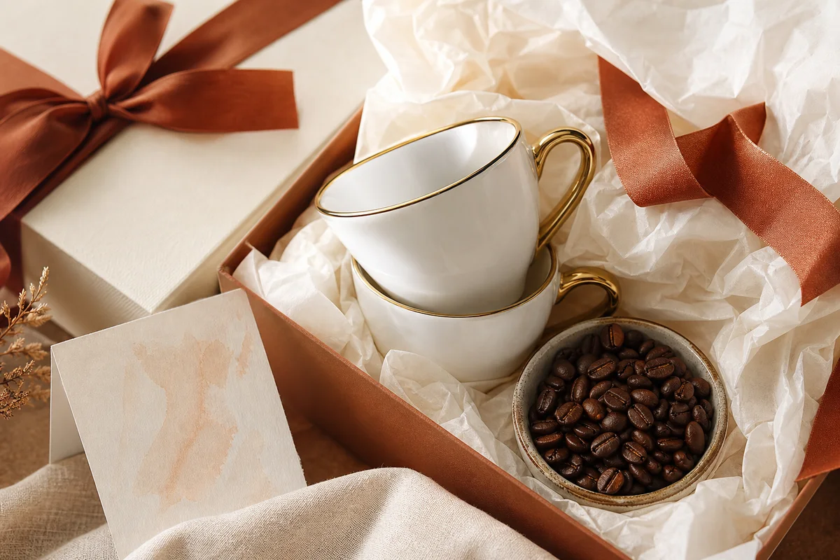 Tazze da caffè in porcellana preparate come regalo